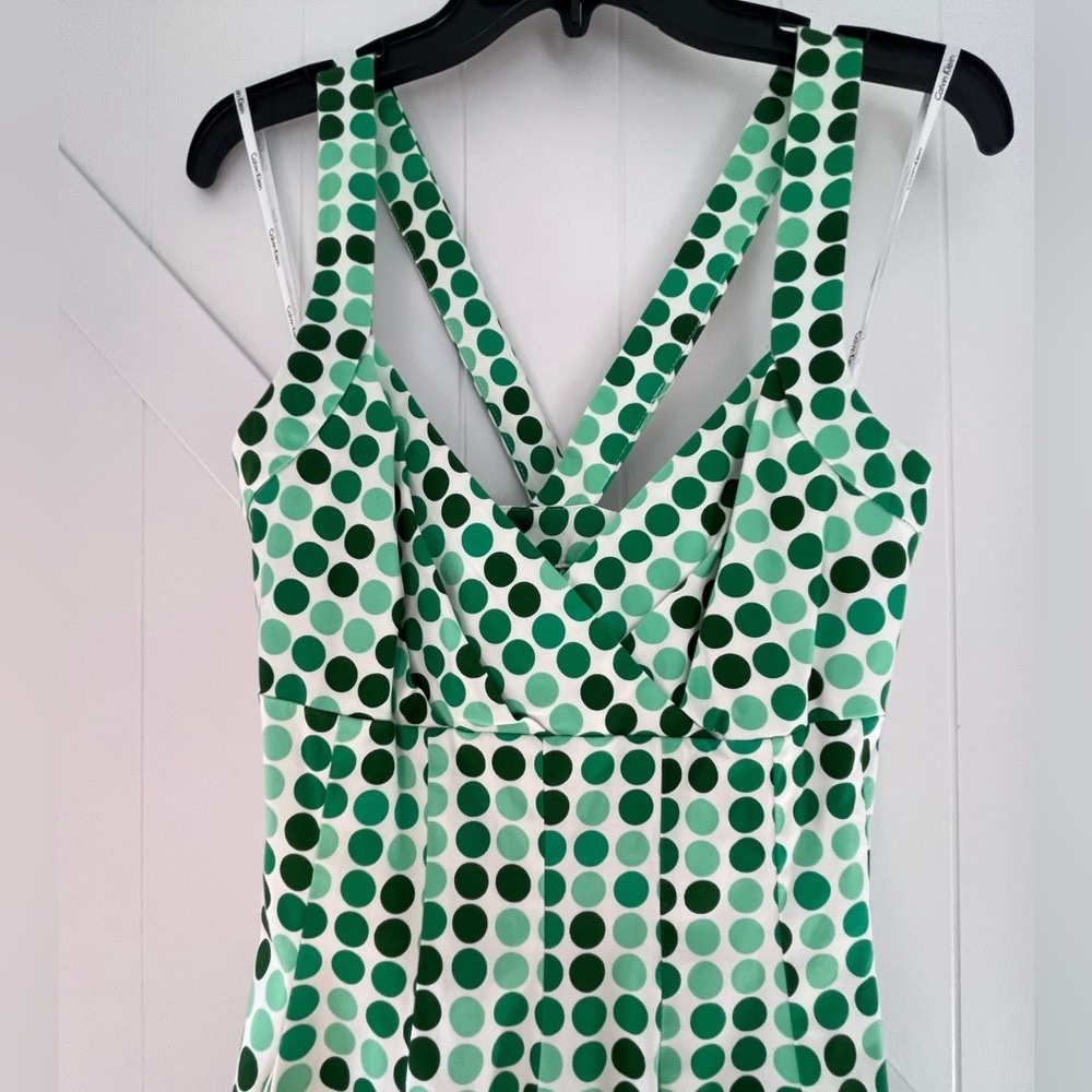 Calvin Klein Green Polka Dot Dress - Size 8